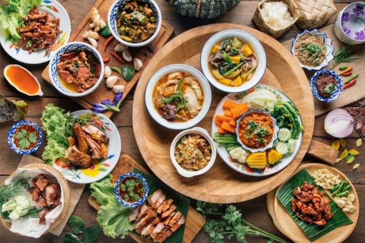 table with a lot of food